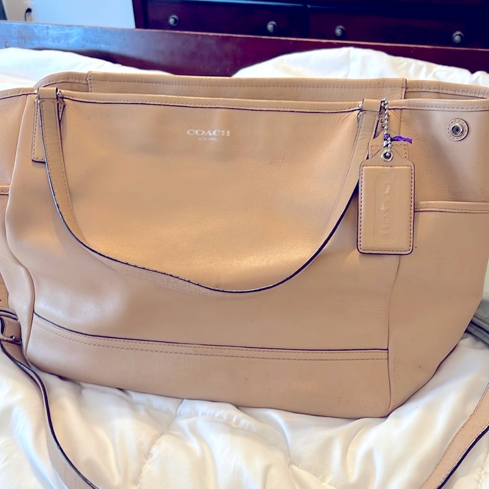 Cream Coach diaper bag